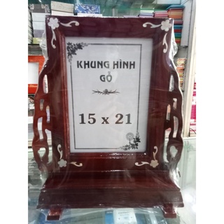 Khung ảnh thờ gỗ có chân đế 15x21 gỗ cao cấp có 2 màu nâu và den
