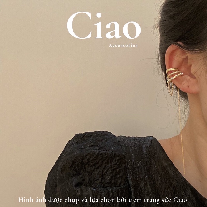 [HOẢ TỐC 1H] Khuyên vành tai/ Kẹp vành tai thiết kế dáng dài 2 lớp dây không cần xỏ lỗ Ciao accessories