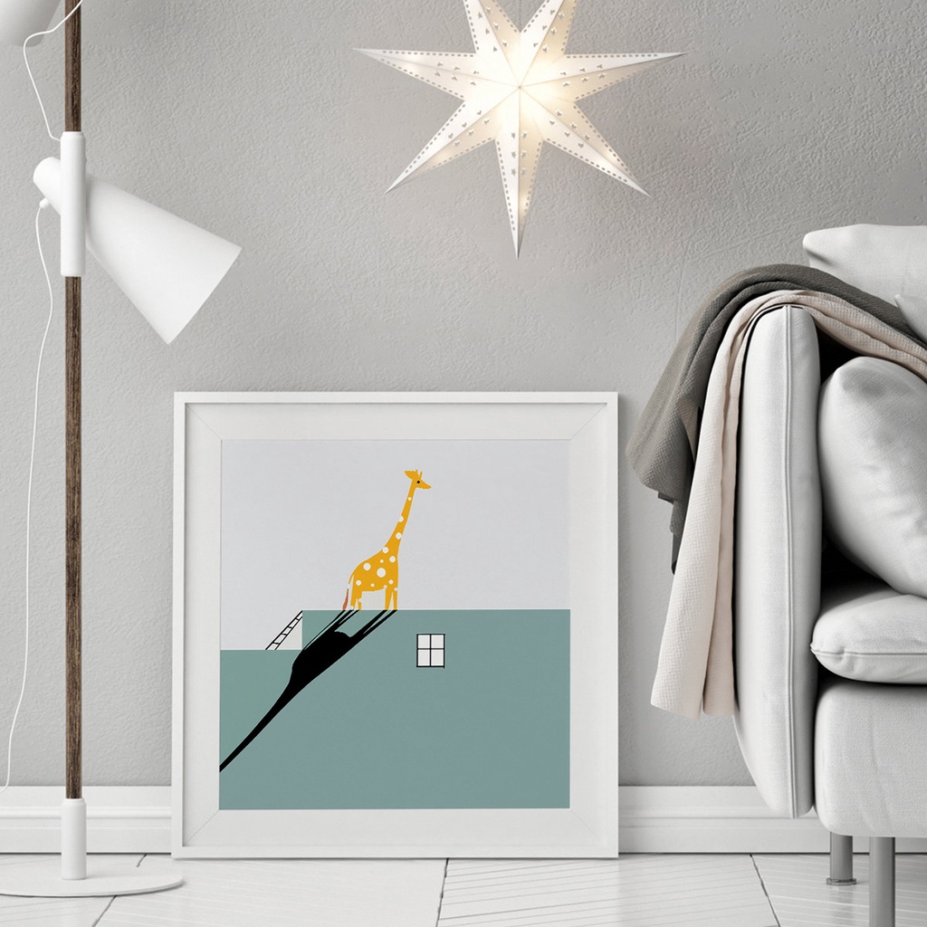 Tranh treo tường hình hươu cao cổ hoạt hình trang trí nội thất