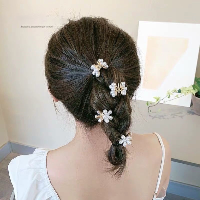 Kẹp Tóc Mỏ Vịt Đính Hoa Ngọc Trai Thời Trang Cho Nữ