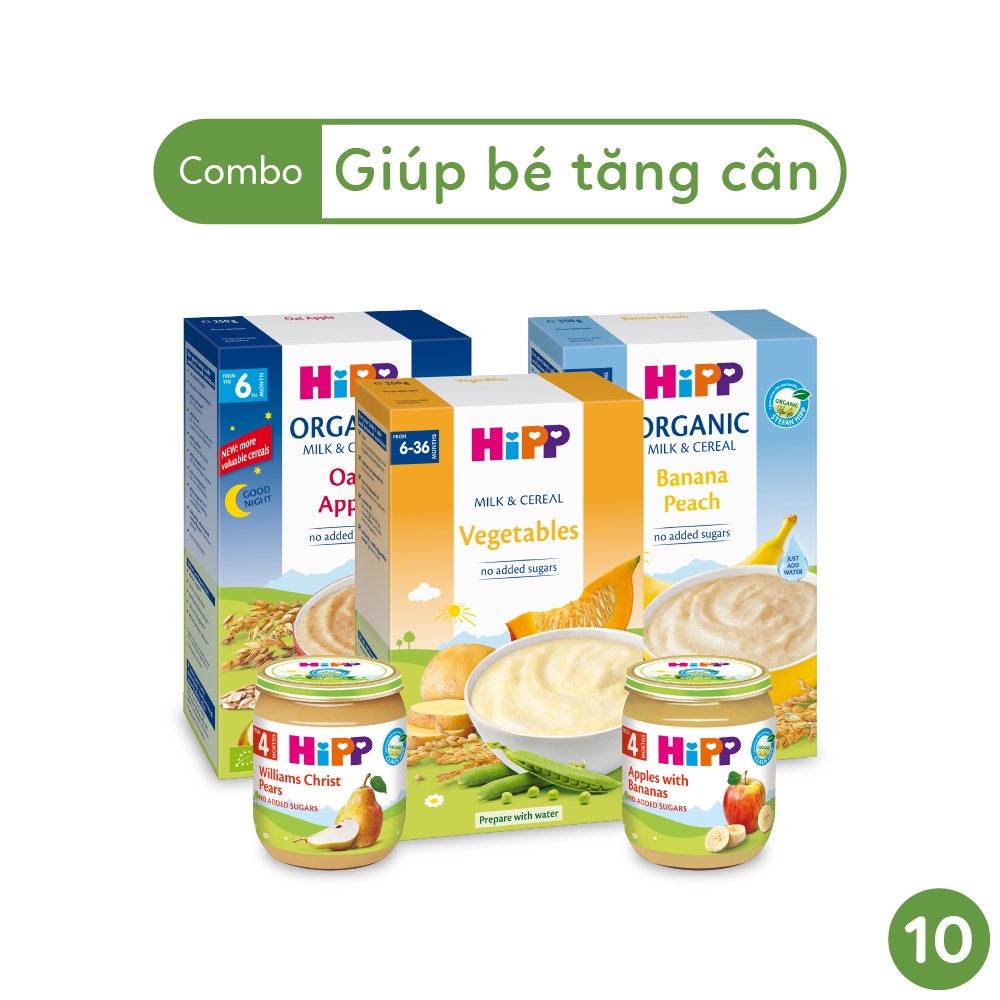 Combo ăn dặm HiPP Organic số 10: Giúp bé tăng cân dễ dàng - Nhập khẩu châu Âu