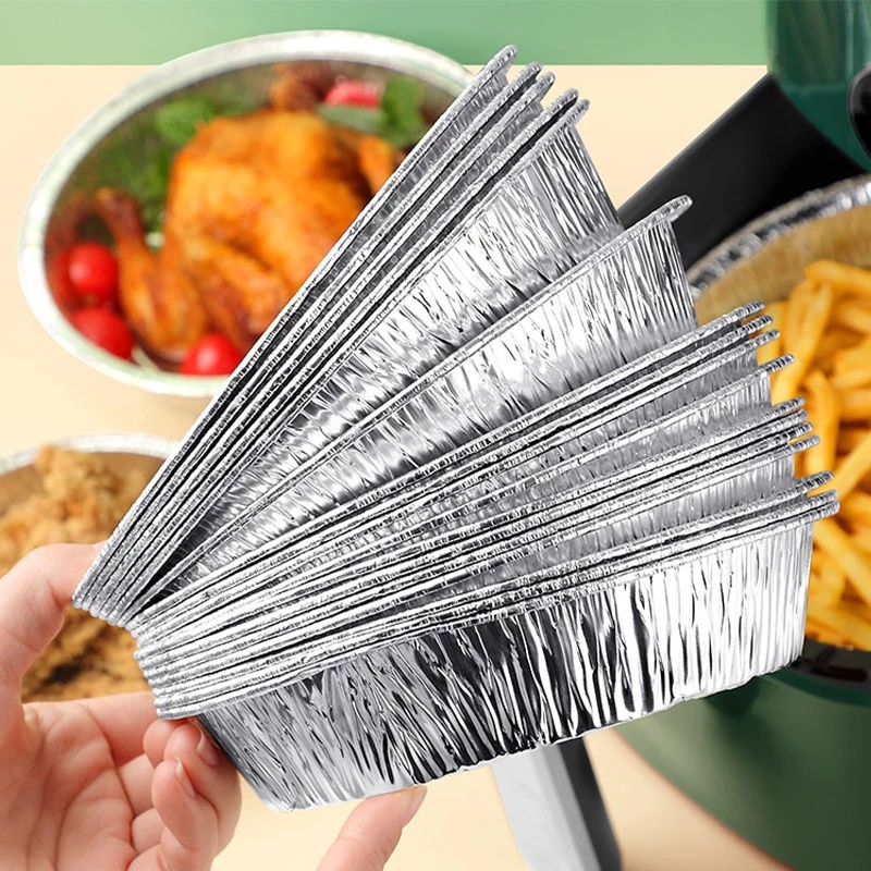 Bộ 10 Khay Lá Nhôm Hình Tròn Chống Thấm Nước Chịu Nhiệt Chống Dầu Cho Nồi Chiên Không Dầu/Nướng Bánh/Nướng Bánh