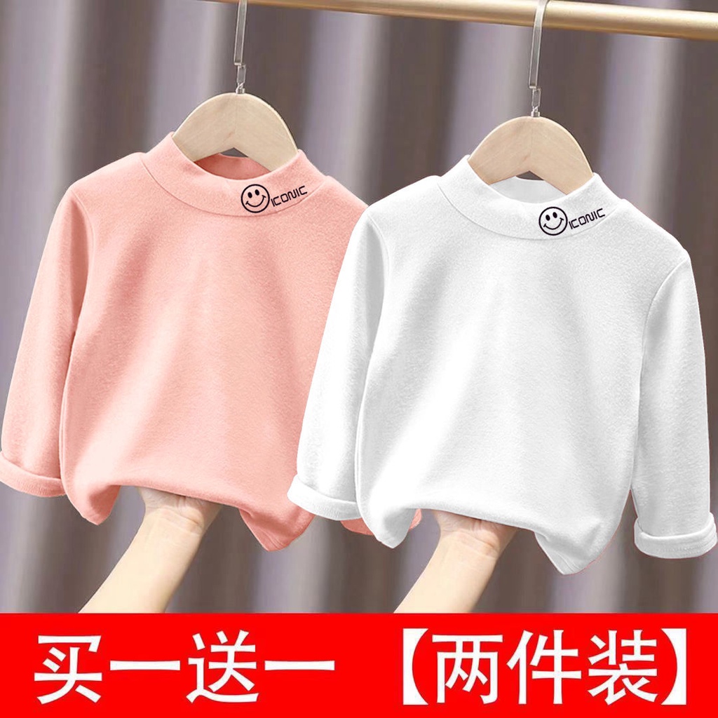 Áo Thun Cotton Trơn Tay Lửng Thoải Mái Cá Tính Cho Bé Trai Gái○❁No Áo Nhung Đức Tay Dài Cổ Cao Hai Mặt Tự Sưởi Ấm Mùa Thu Đông Cho Trẻ Em