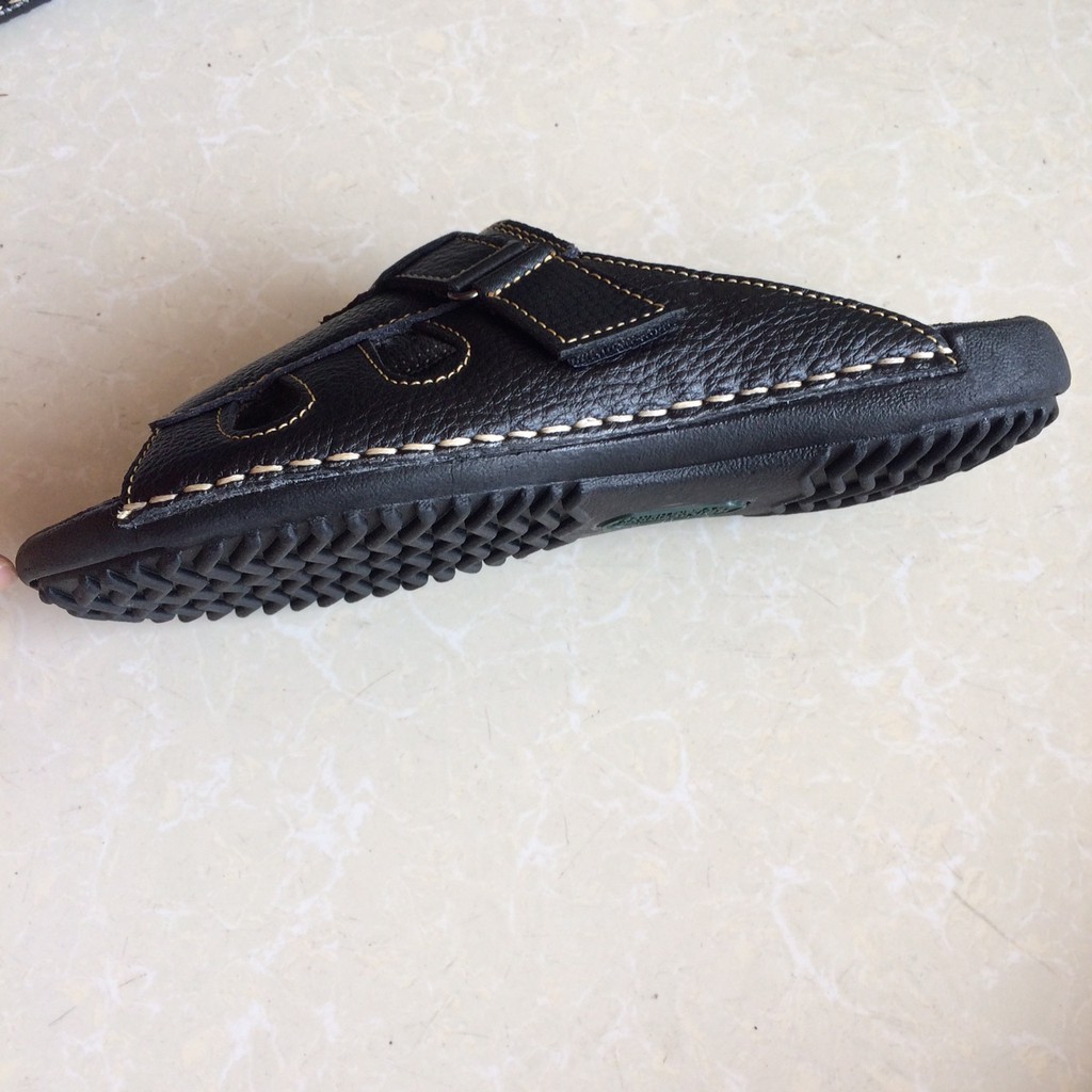 dép quai ngang nam da bò cao cấp Trường Hải TH101