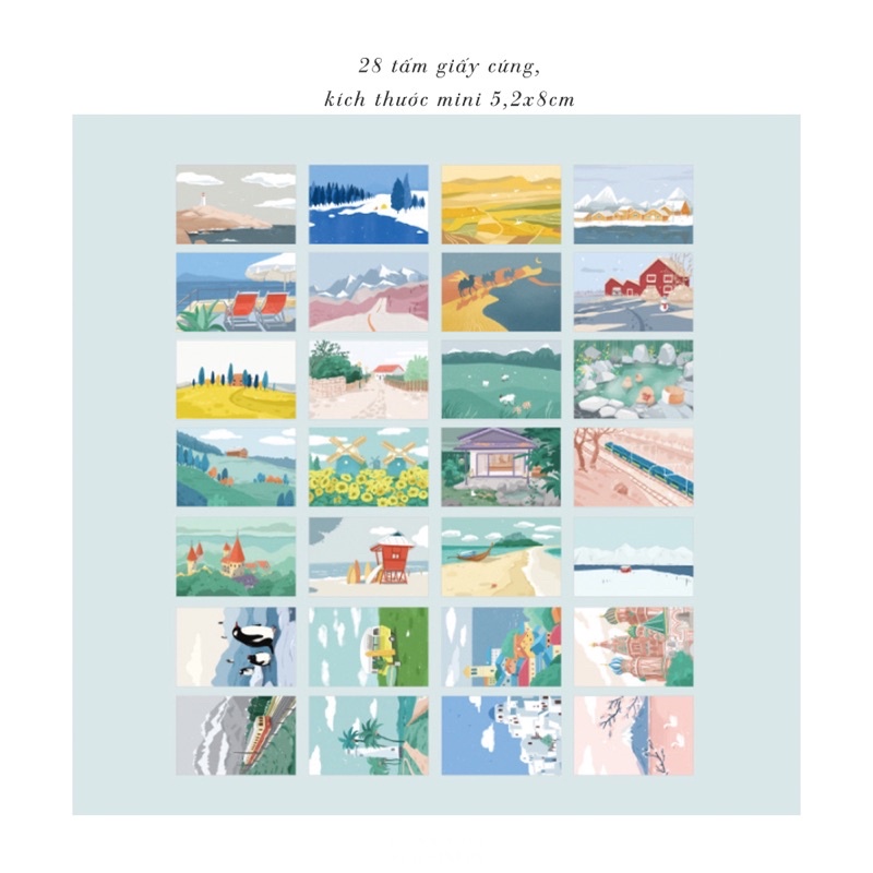 Thiệp trang trí - Travel Illustration Postcard (mini full box)