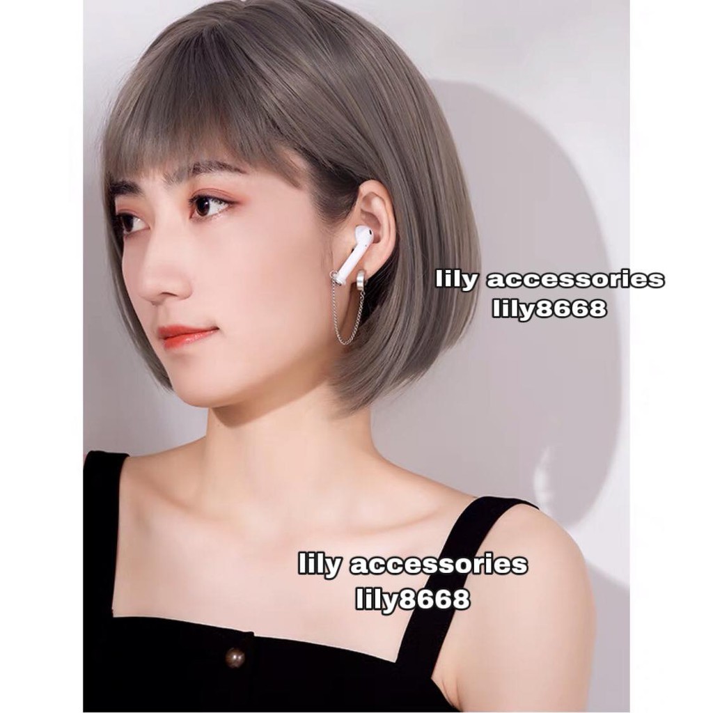 khuyên tai và kẹp tai titan dây xích giúp giữ AIRPOD chống lạc và chống rơi không gỉ không đen