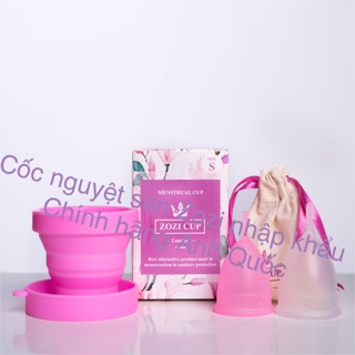 Combo bộ 2 cốc nguyệt san Zozi + cốc tiệt trùng + túi vải