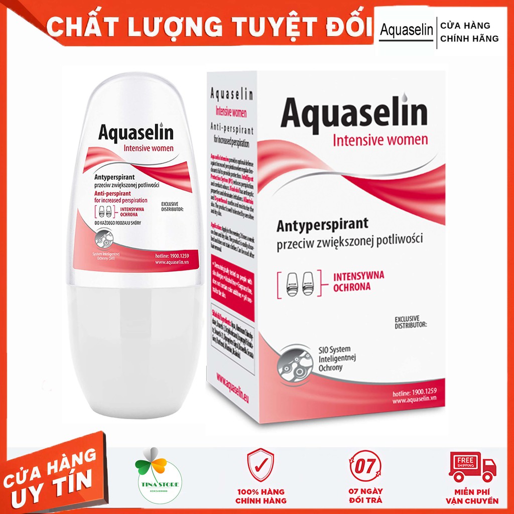 [Chính Hãng] Lăn Khử Mùi Aquaselin Intensive Women 50ML - Lăn Nách Dành Cho Nữ Ra Nhiều Mồ Hôi, Hoặc Hôi Nách Nặng