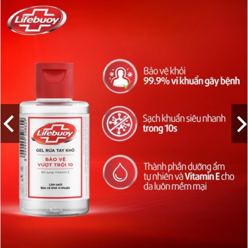 5 chai Gel Rửa Tay Khô- Lifebuoy (VỎ TẾT 50ml)