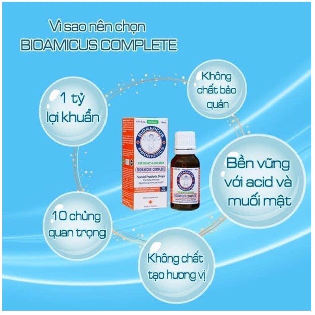 (QUÀ TẶNG) Men Vi Sinh 10 Chủng BioAmicus Complete Trẻ Tiêu Hóa Khỏe, Tăng Đề Kháng - 10ml