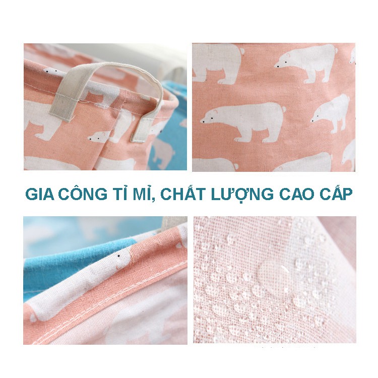 [Mua 4 tặng 1] Giỏ vải đựng quần áo, sọt vải đựng quần áo, túi vải đựng quần áo chống thấm họa tiết siêu đẹp 2021