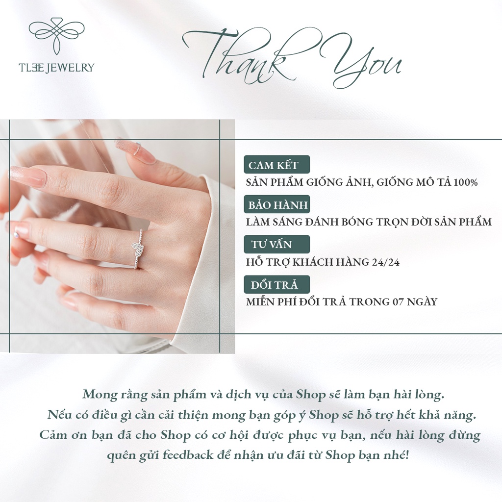 Nhẫn bạc nữ TLEE dây hạt mảnh trái tim đáng yêu NCJ A0185