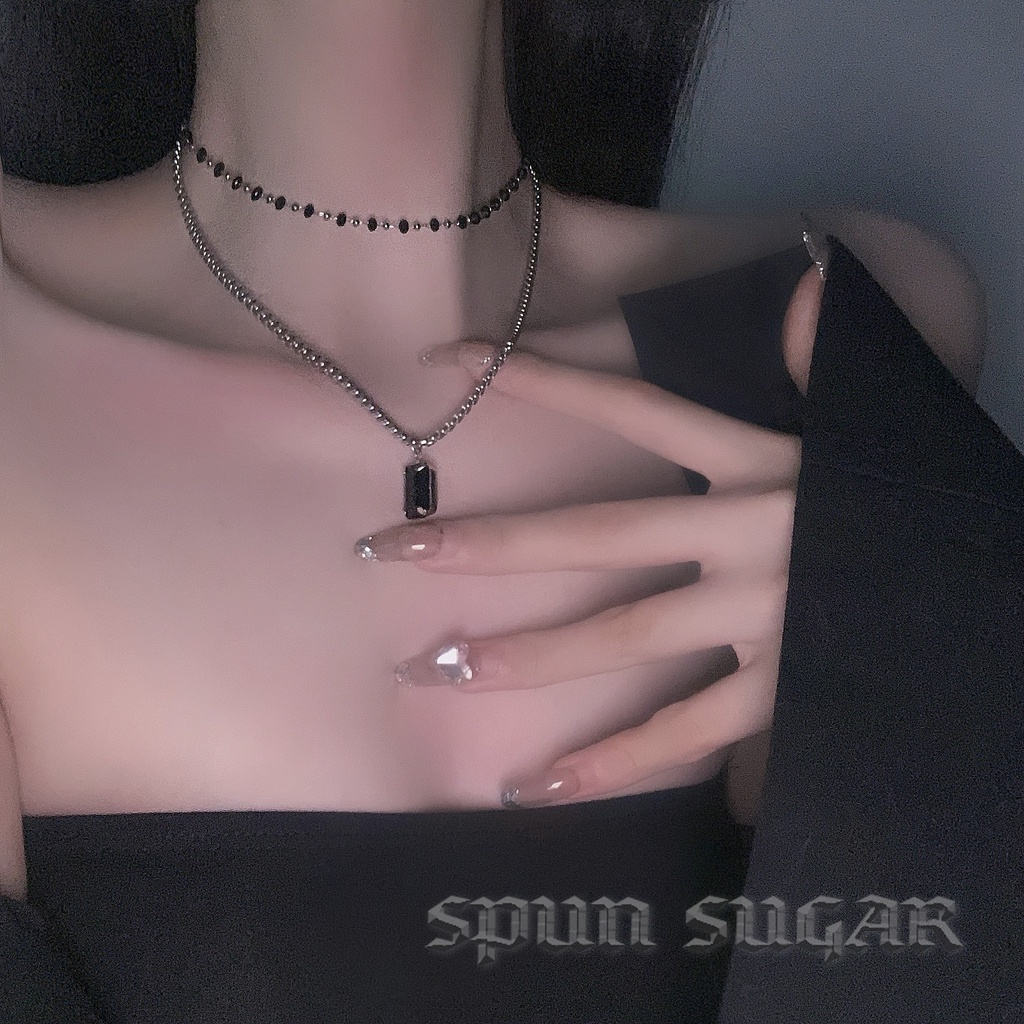 Vòng cổ Hai Lớp Bằng Thép Titan Phong Cách Tối Giản Chất Lượng Cao