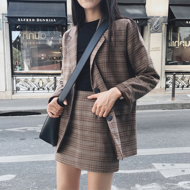 Set vest nữ áo blazer kèm chân váy chữ a công sở phong cách ulzzang Hàn Quốc - Roxie | BigBuy360 - bigbuy360.vn