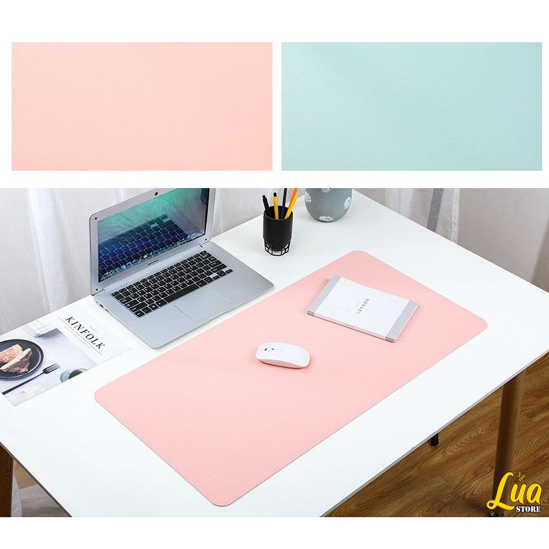 Thảm da trải bàn làm việc Deskpad 2 màu chống nước - Tấm lót chuột bằng da - Tấm lót da trải bàn máy tính và laptop