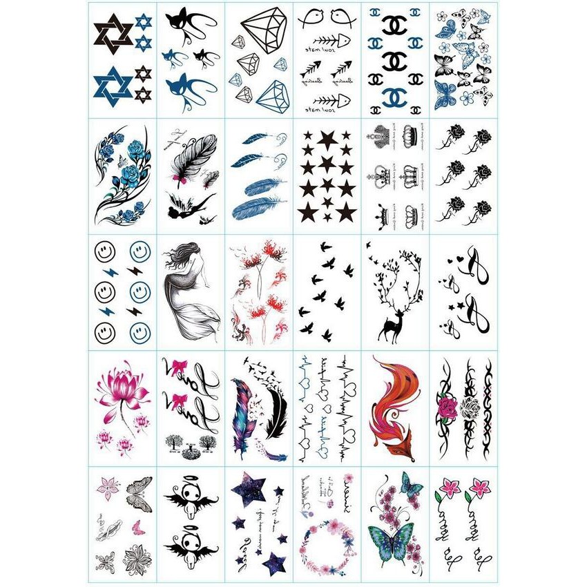 (lẻ tấm) Hình xăm ảnh sticker ảnh dán dễ thương cosplay ngộ nghĩnh bỉ ngạn hoa cổ trang