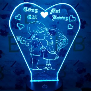 Đèn Led Đèn Ngủ Nụ Hôn Tình Yêu Khắc theo yêu cầu-