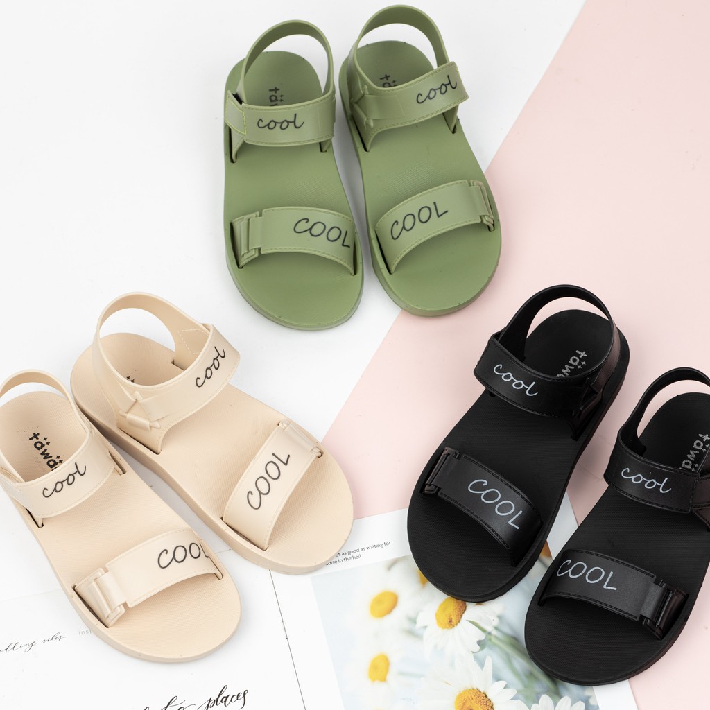 GIÀY SANDAL NỮ MWC - SANDAL QUAI NGANG THỜI TRANG - SANDAL PHỐI CHỮ CAO SU DẺO - NUSD- 2833