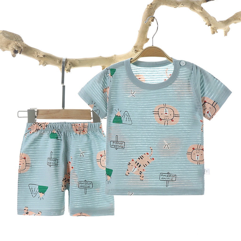 Bộ đồ hè bé trai ngắn tay, cotton, thoáng khí, mát rượi, siêu hút mồ hôi