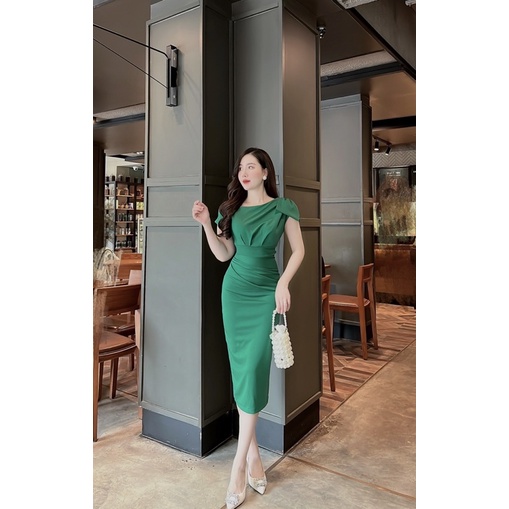 Váy body nữ dáng dài ngắn tay siêu tôn dáng a29,Váy đầm dự tiệc sang trọng công sở thiết kế tay ngắn