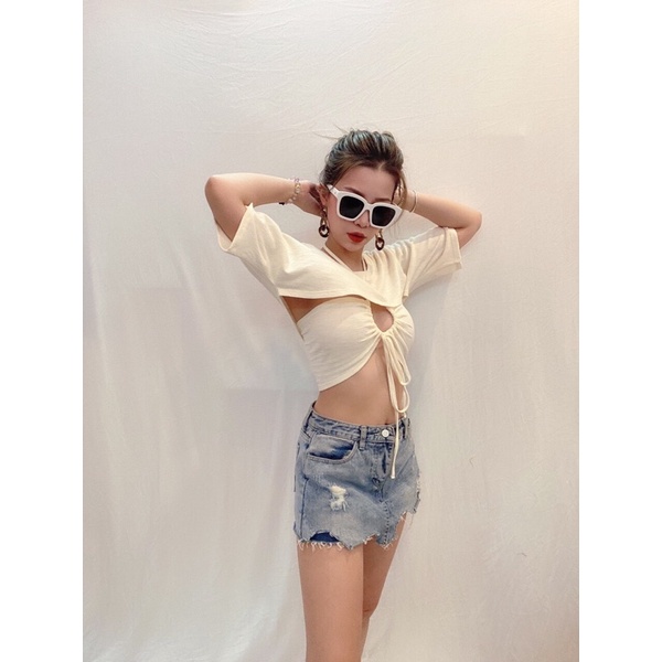 Set 2 Áo croptop thun len vnxk