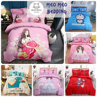 Bộ 4 Món Chăn Ga Gối Cotton Tina Doremon, Công Chúa Dày Dặn, Mềm Mịn