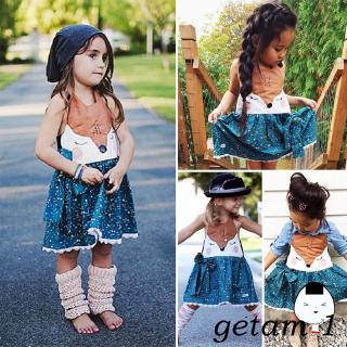 Đầm bé gái in hình mặt cáo