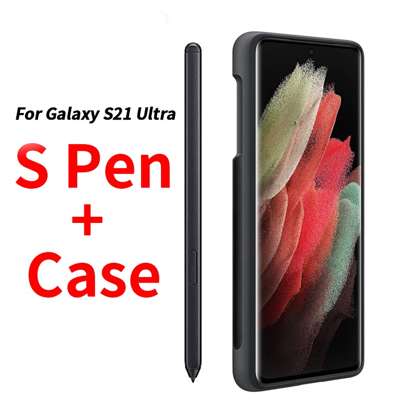 Protective Case with S-Pen Holder for Galaxy S21 Ultra 5G Liquid Silicone Cover with Stylus Pen Slot