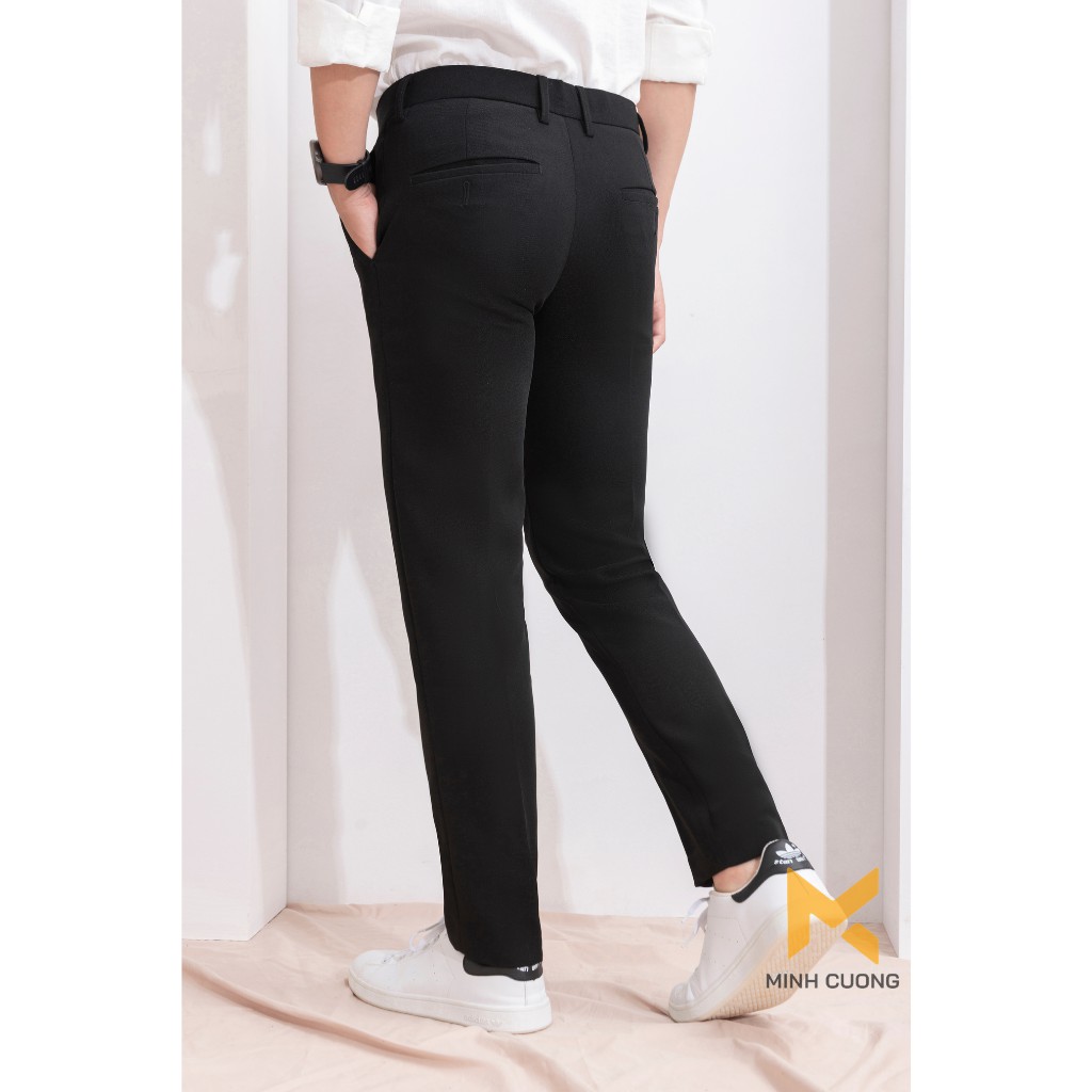 Quần tây đen nam đẹp dáng ôm côn, chất vải tuyết mưa dầy dặn, co giãn 4 chiều | BigBuy360 - bigbuy360.vn