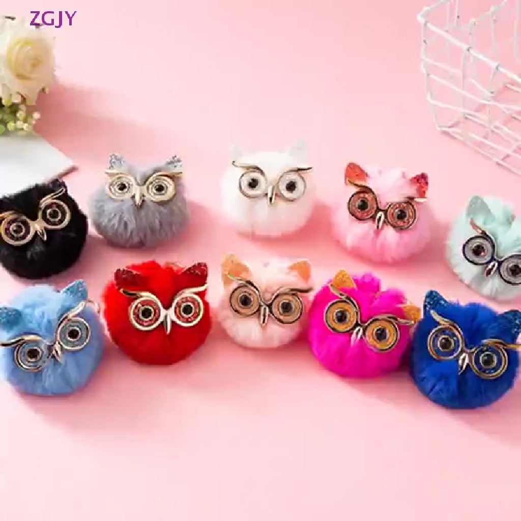 Móc Khóa Hình Cú Mèo Phối Cục Bông Đáng Yêu Mới