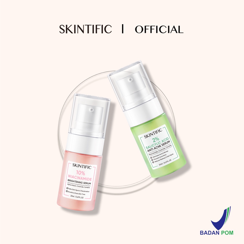 Combo tinh chất SKINTIFIC gồm Serum Niacinamide 20ml + Serum giảm mụn 20ml