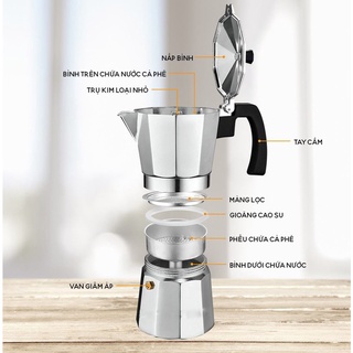 Ấm pha cà phê Moka,bình pha cà phê kiểu Ý