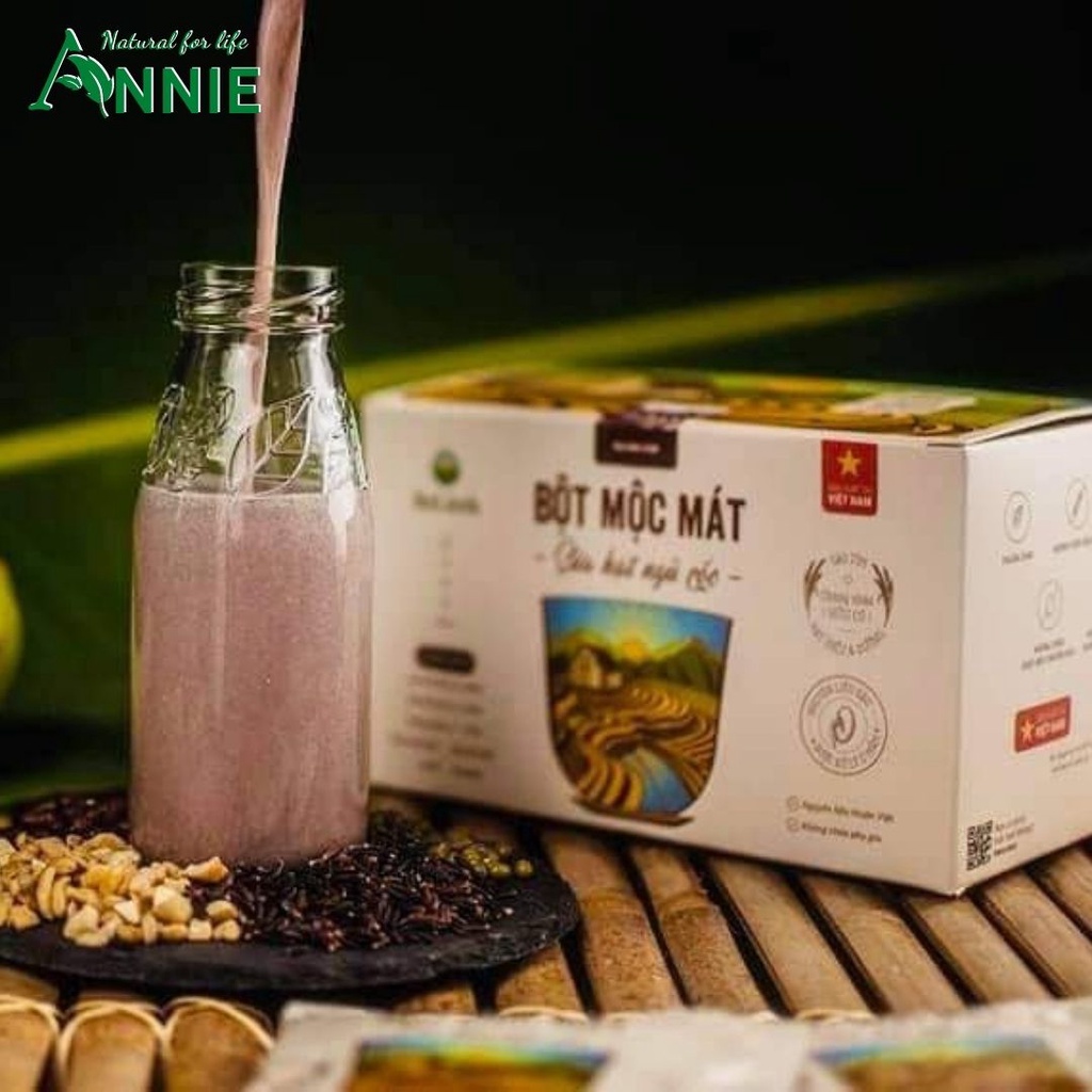 bột sữa hạt mộc mát ba lành 500g (mẫu mới/ vàng thơm gạo tím)