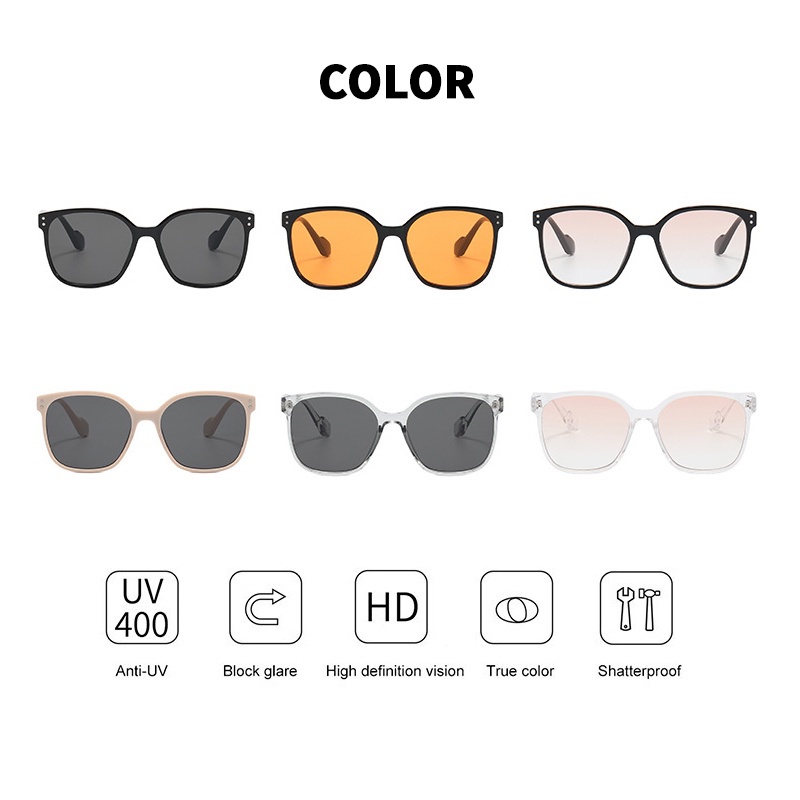 (KIQI-FASHION) COD Kính Mát Gọng Lớn Chống Tia UV400 Thời Trang Cho Nam Nữ