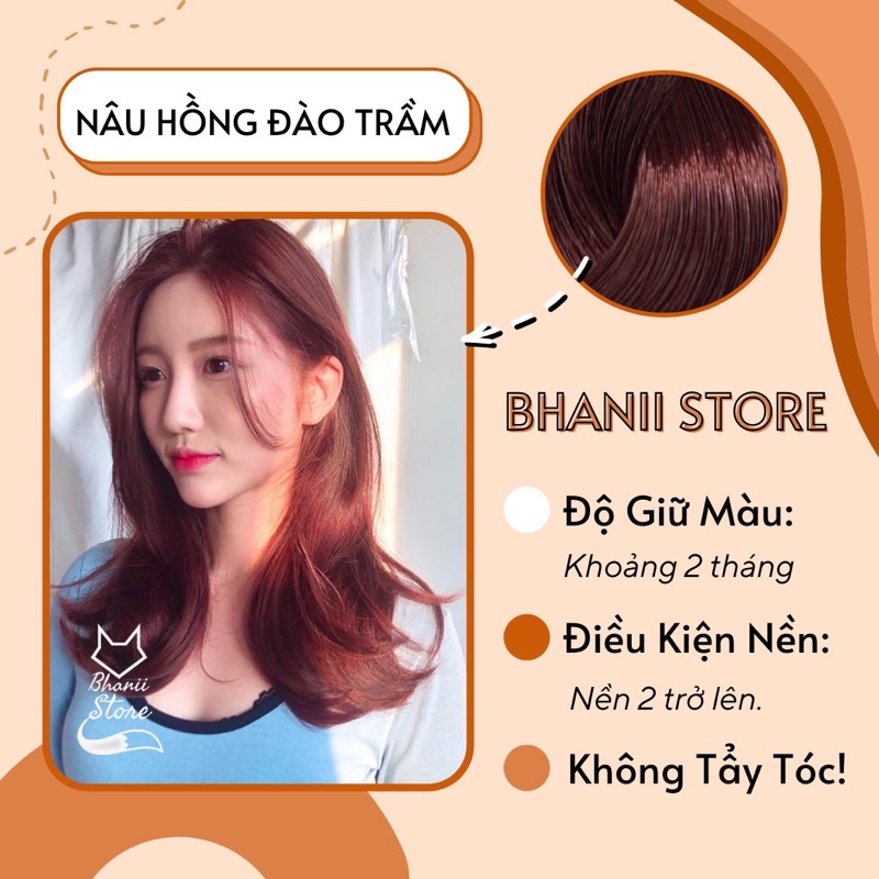 Thuốc nhuộm tóc Nâu Hồng Đào KHÔNG TẨY bhanii store