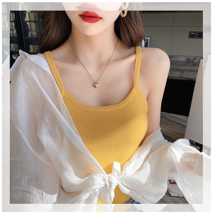 Áo kiểu ZHELIHANGFEI hai dây dệt kim dáng ngắn ôm vừa vặn phong cách Hong Kong retro quyến rũ thời trang cho học sinh nữ