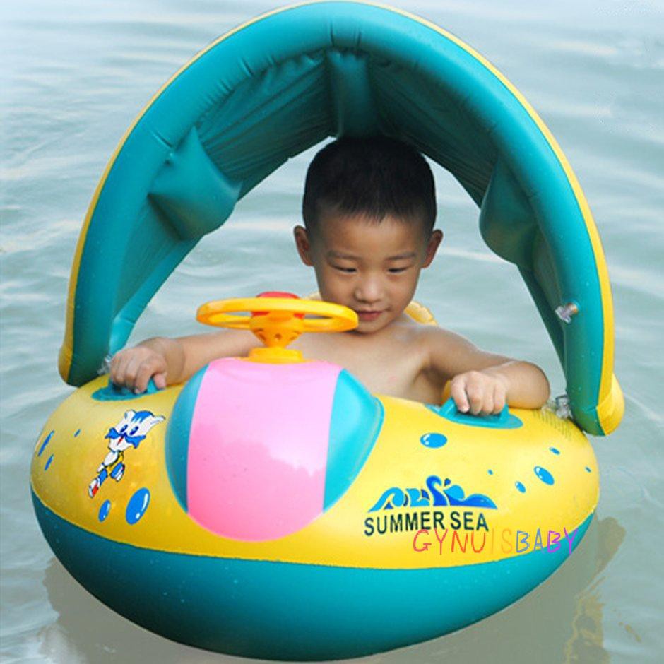 【GYB】Swimming Pools Accessories Kids Inflatable Ring Inflatable Float With Sunshade