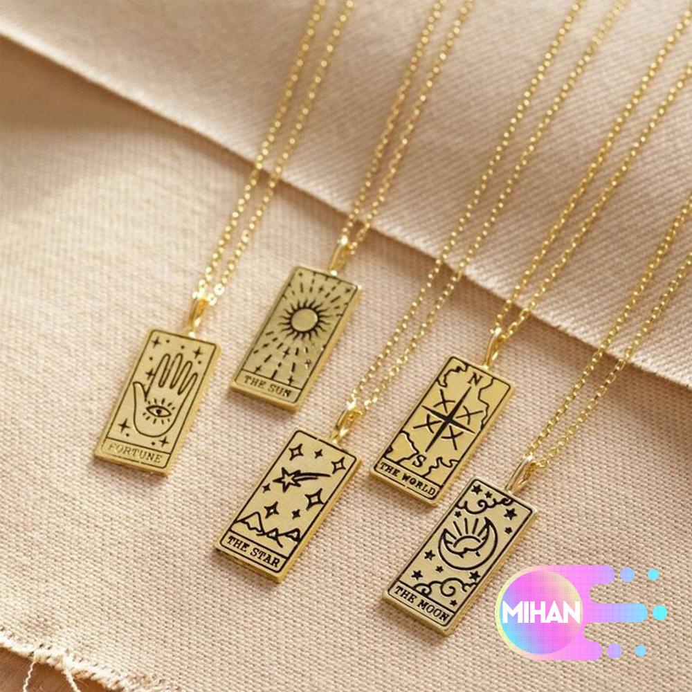 Vòng cổ mặt thẻ bài Tarot mặt trăng mặt trời MIHAN1
