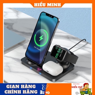 Bộ sạc nhanh ko dây Hoco CW33,Dock sạc 3 trong 1,ip,Tai nghe ko dây táo,táoWatch