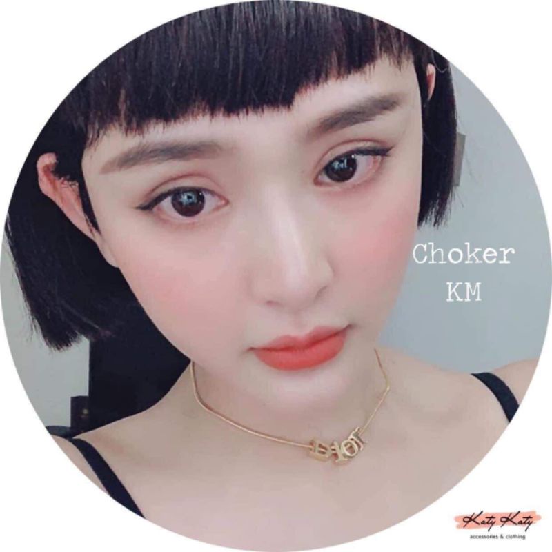Vòng cổ choker D i o r mặt chữ đơn giản thời trang cao cấp