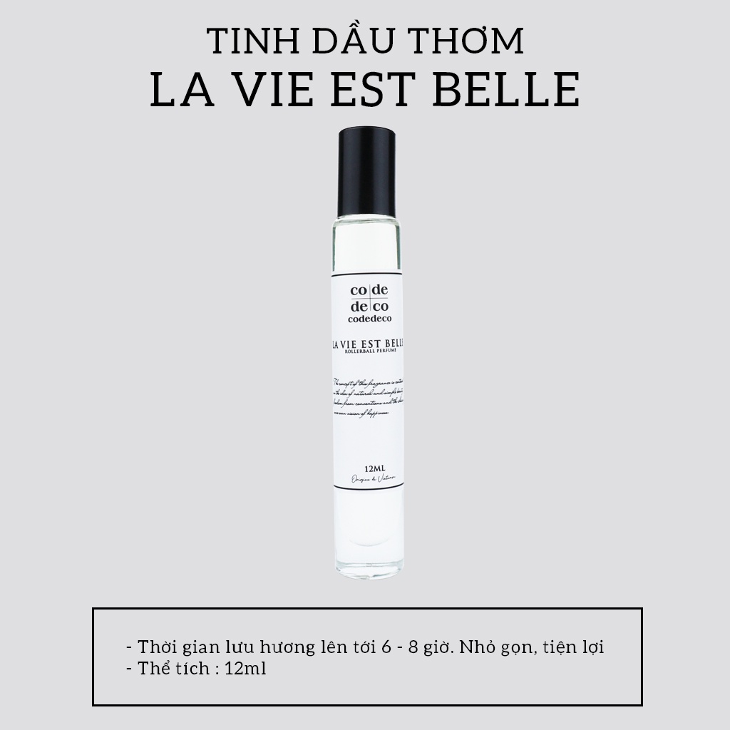 Tinh dầu thơm Code Deco La Vie Est Belle dạng lăn 12ml