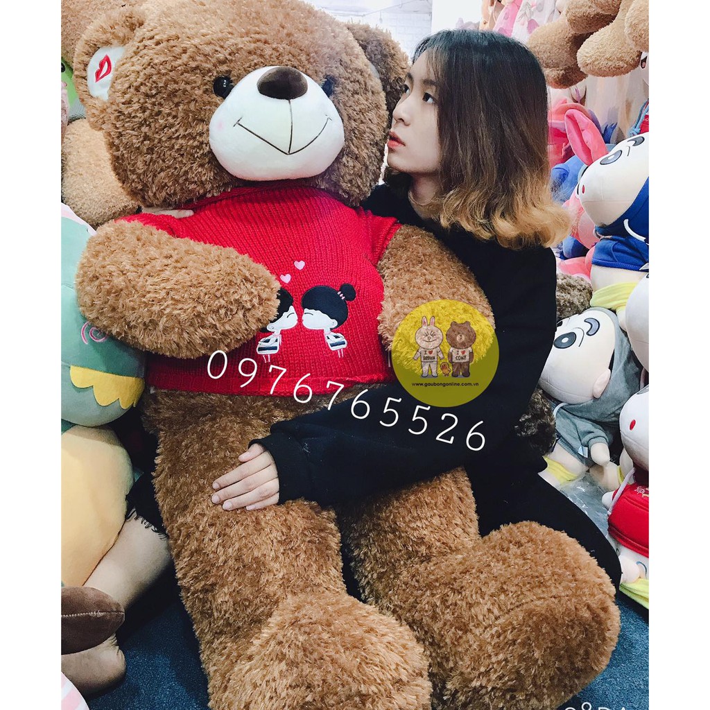 Gấu bông teddy Kissme hàng cao cấp màu nâu kích thước 90cm-1m4