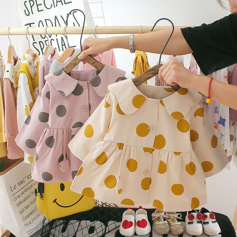 Áo khoác thời trang mùa thu chấm bi xinh xắn dành cho bé gái