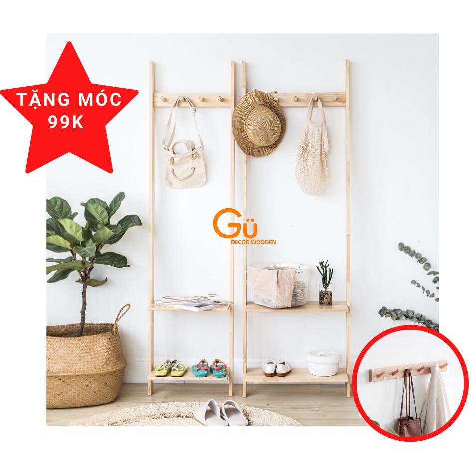 Thang treo đồ, kệ gỗ decor trang trí chụp ảnh GU DECOR WOODEN kệ dựa tường