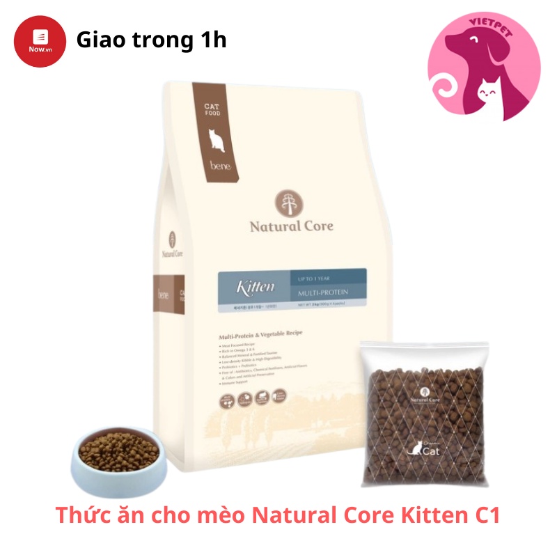 [1kg] Thức ăn cho mèo con  Hạt Hữu Cơ Bene Natural Core