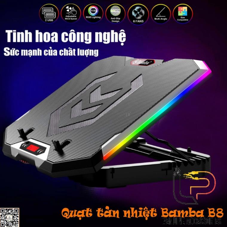 ĐẾ TẢN NHIỆT LAPTOP BAMBA B8 (6 QUẠT) - QUẠT LÀM MÁT LAPTOP BAMBA B8 (6 QUẠT)