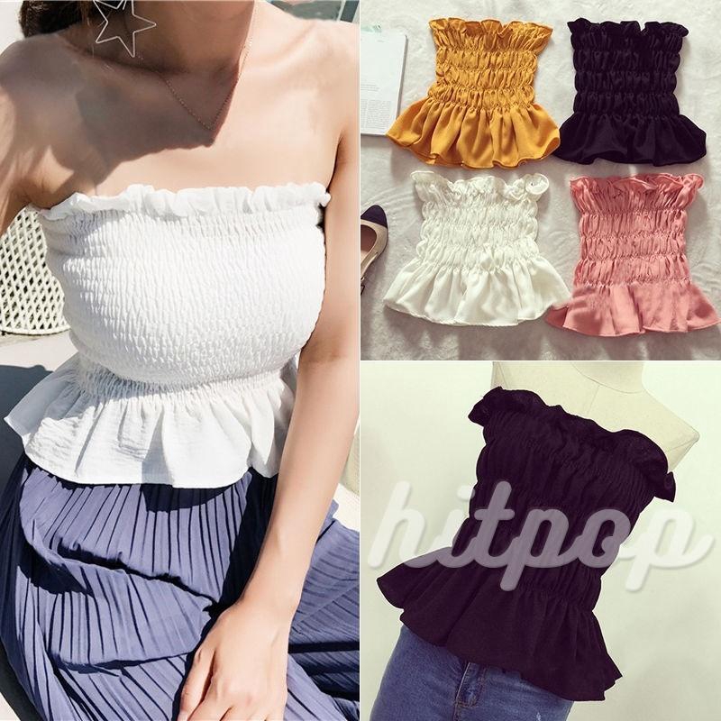 Áo croptop trễ vai bó sát thời trang nữ tính