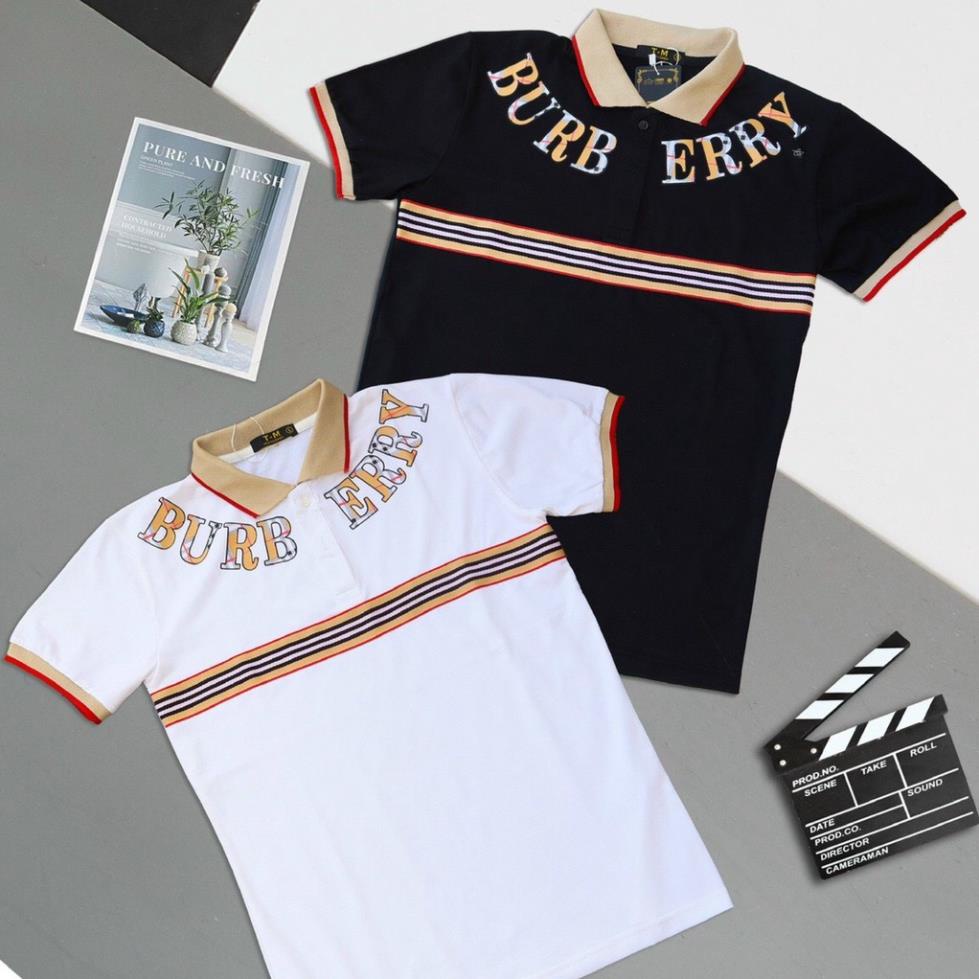 ÁO THUN NAM HOẠ TIẾT BURBERRY KẺ SỌC NGAY NGỰC CÓ CỔ SIÊU HOTTREND New