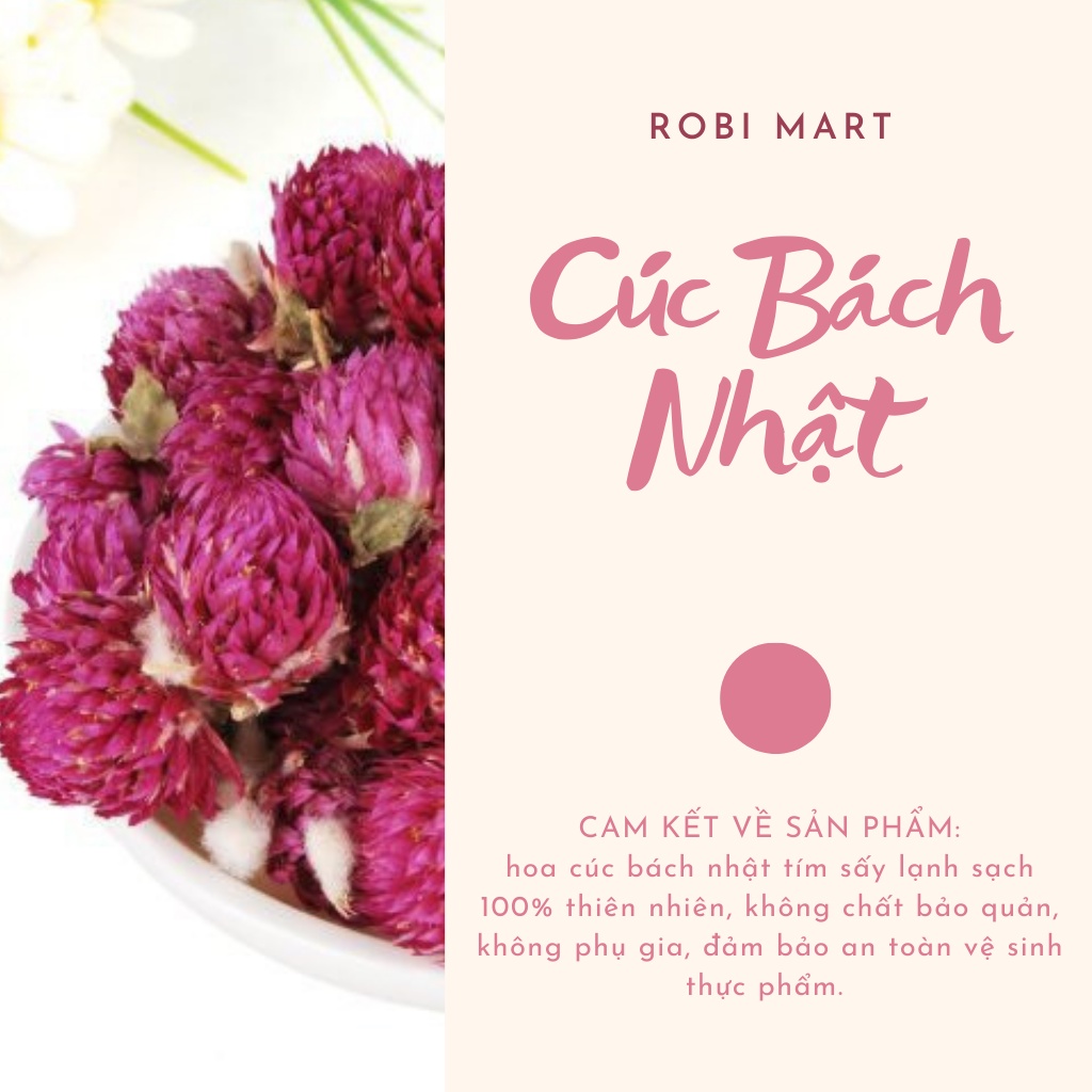 Hoa cúc bách nhật tím Robimart sấy lạnh 50 gram