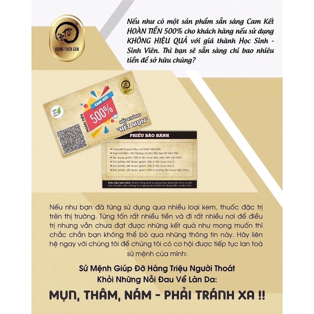 Hoàng Thiên Sâm Mạnh ⚡️Freeship ⚡️phiên bản dành cho da lì